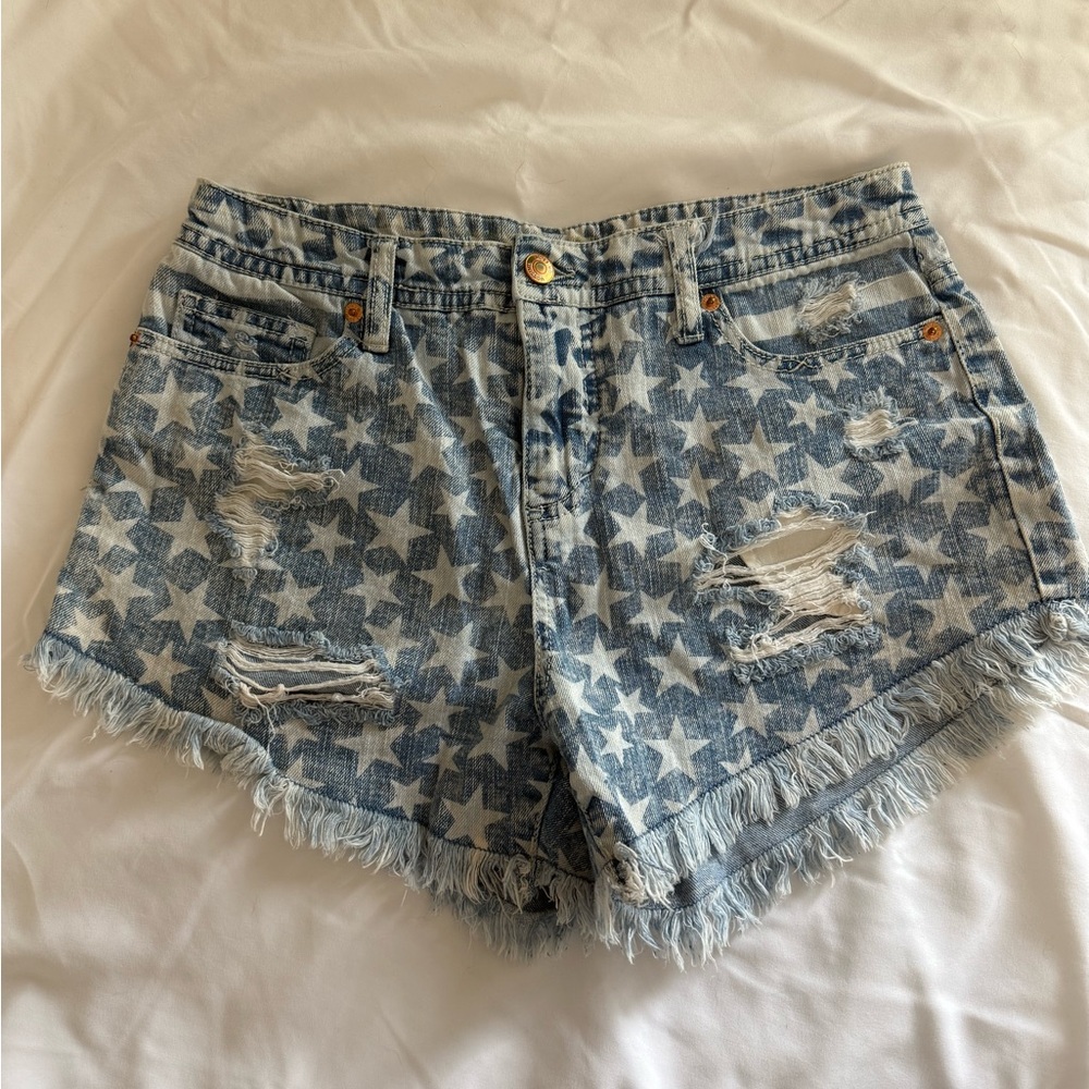 Mossimo Supply Co Blue Jean Shorts with Star Pattern